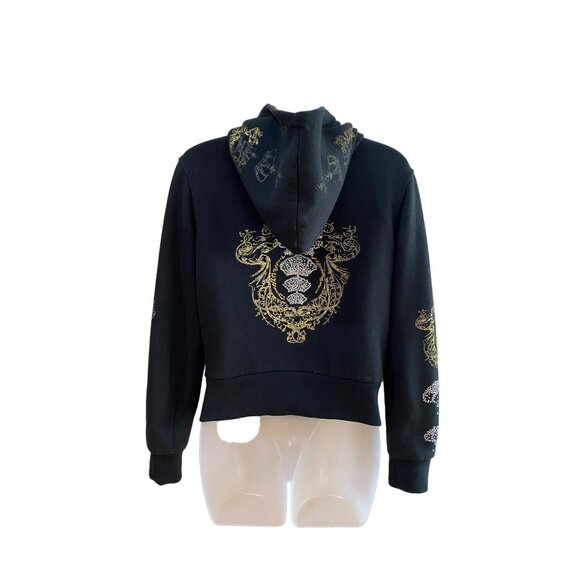 Reversible Womens Hoodie Jacket  Leopard Print & Black Embellished Design Juicy - Picture 4 of 9